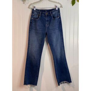 Hatlev Womens Blue Denim Jeans Size 28 With Frayed Hem & Front Pockets